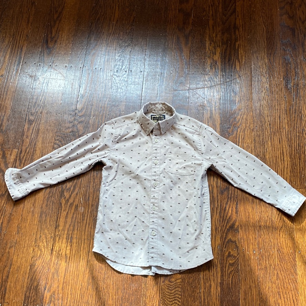 Rare Kids United By Blue Beige button down Shirt w bison pattern